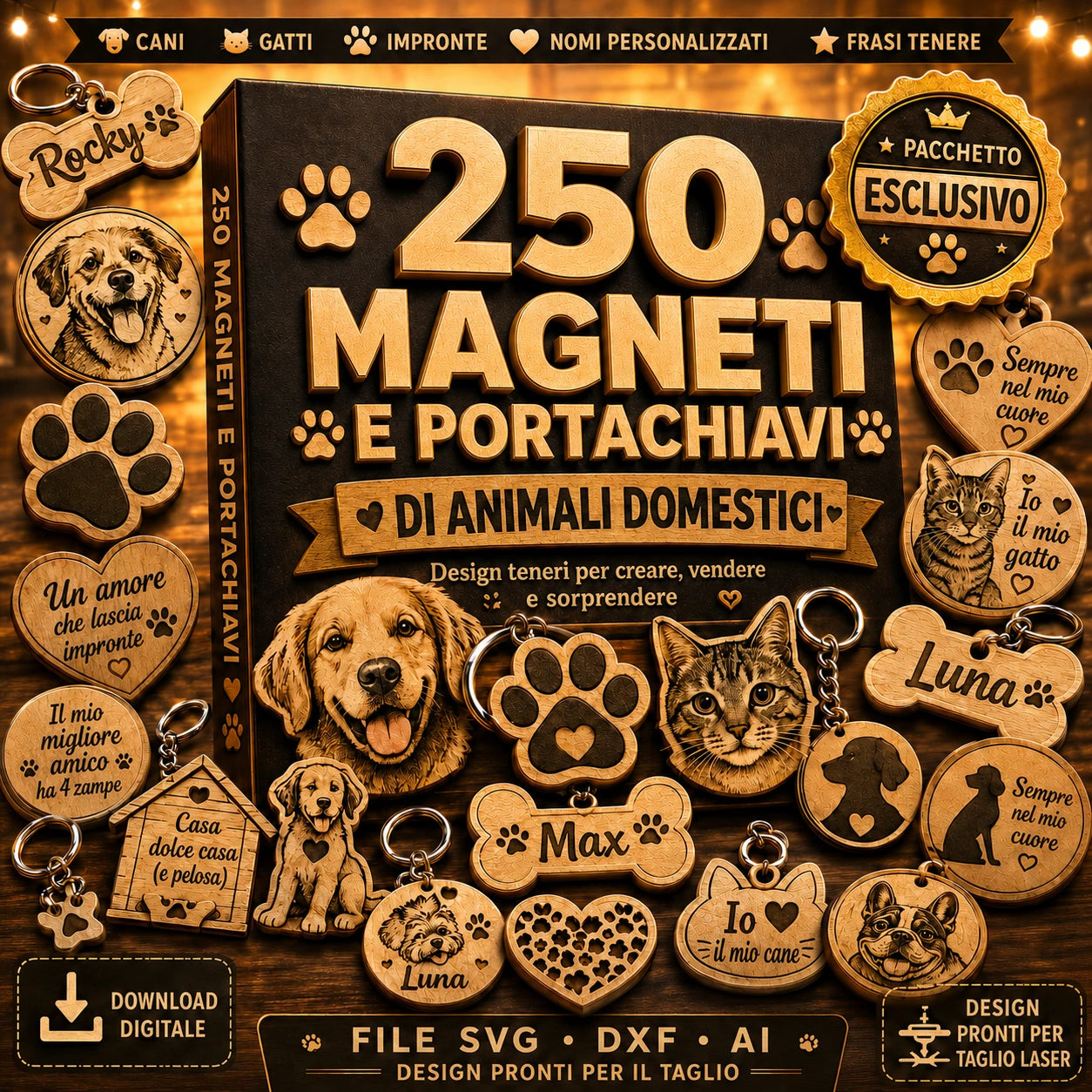 🐱🐶 250 Magneti e Portachiavi di Animali Domestici
