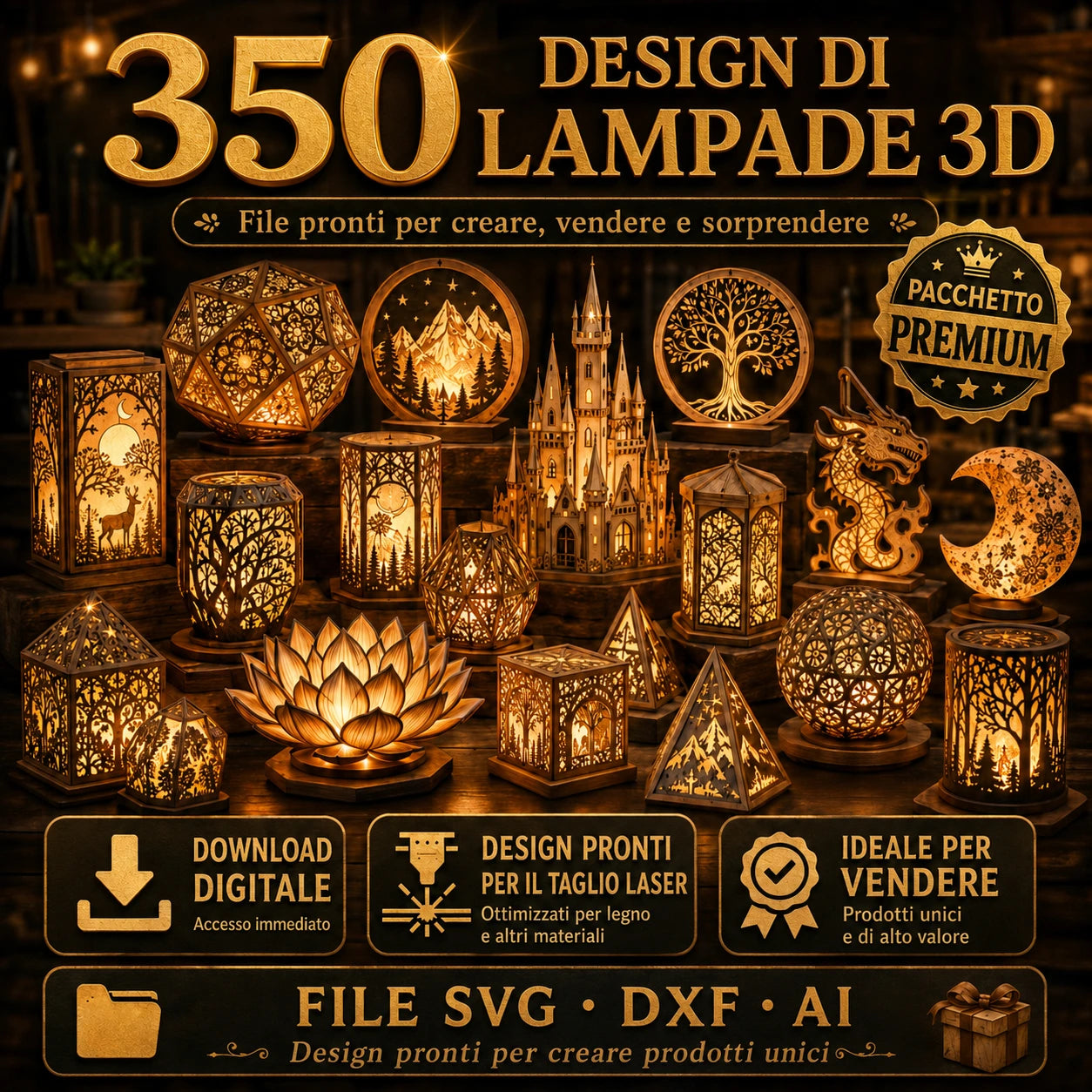 💡350 Design di lampade 3D